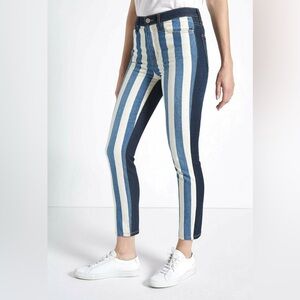 Current/Elliott High Waist Stiletto Jeans In Bay Stripe